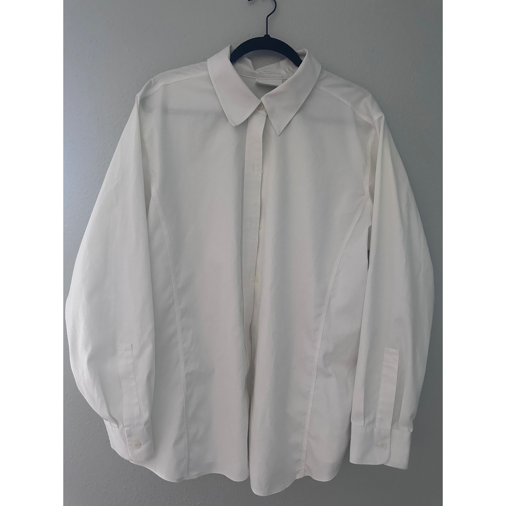 Liz Claiborne Woman White Non-Iron Cotton Button Down Shirt Size 16W
